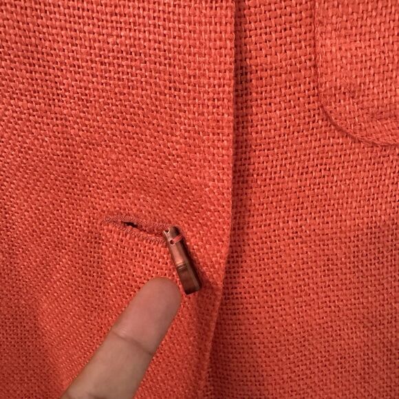 Maralyce Ferree Womens 100% Linen Jacket Medium‎ Orange Boho Lagenlook Casual - Picture 5 of 6